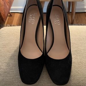 Franco Sarto Black Suede Block Heel Pump 8